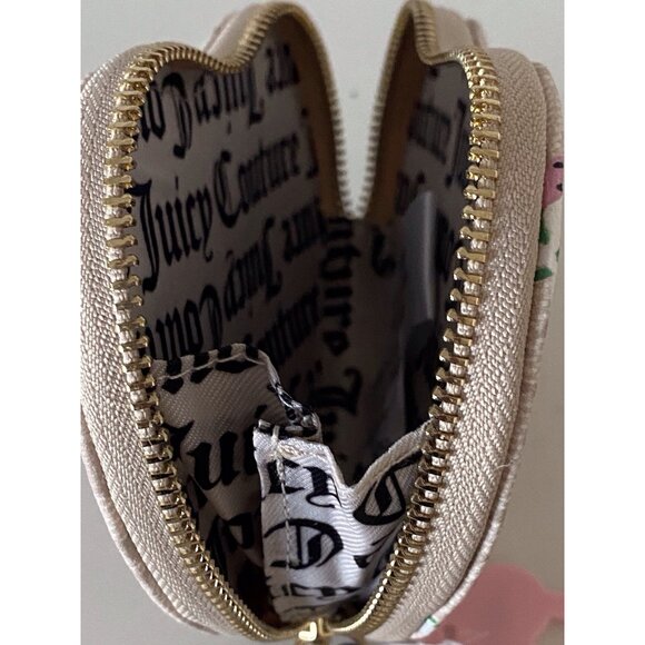 Juicy Couture Berry Sweet Coin Purse Wristlet Sandstone Cherry Blossom NEW - Picture 6 of 9